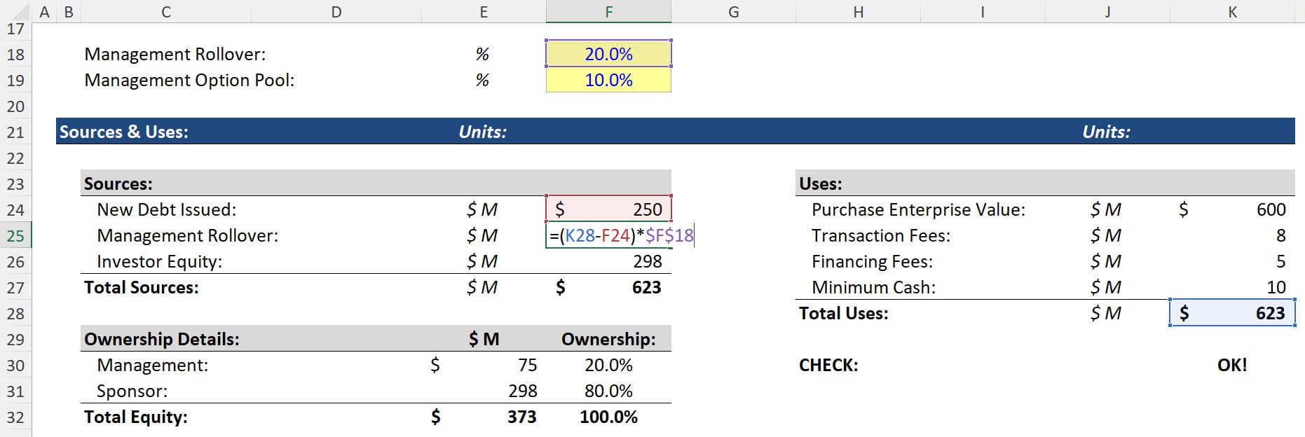 Sources & Uses for Rollover vs. Option Pool Sources & Uses for Rollover vs. Option Pool