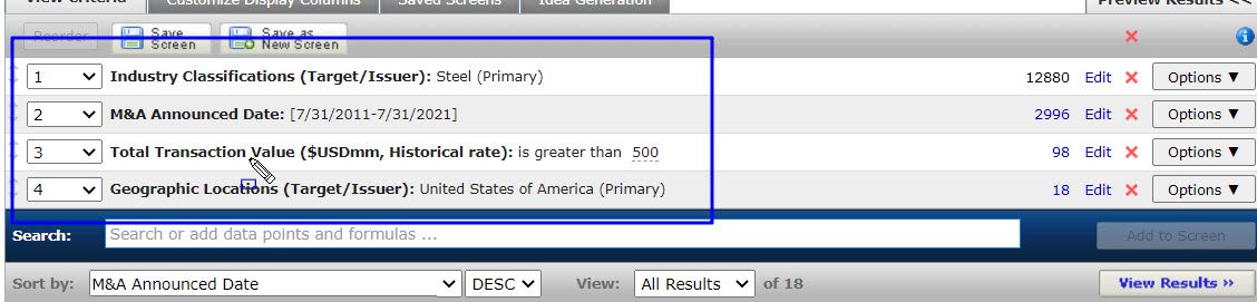 Capital IQ Screen for Precedent Transactions Capital IQ Screen for Precedent Transactions