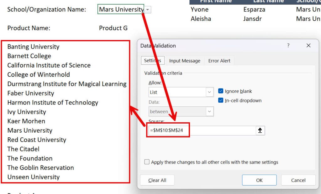 Dropdown Menus via Data Validation Dropdown Menus via Data Validation