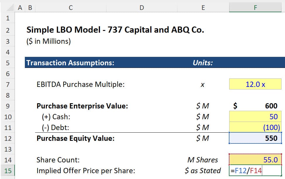 Offer Price per Share in an LBO Offer Price per Share in an LBO