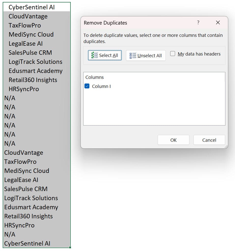 Remove Duplicates Demonstration Remove Duplicates Demonstration
