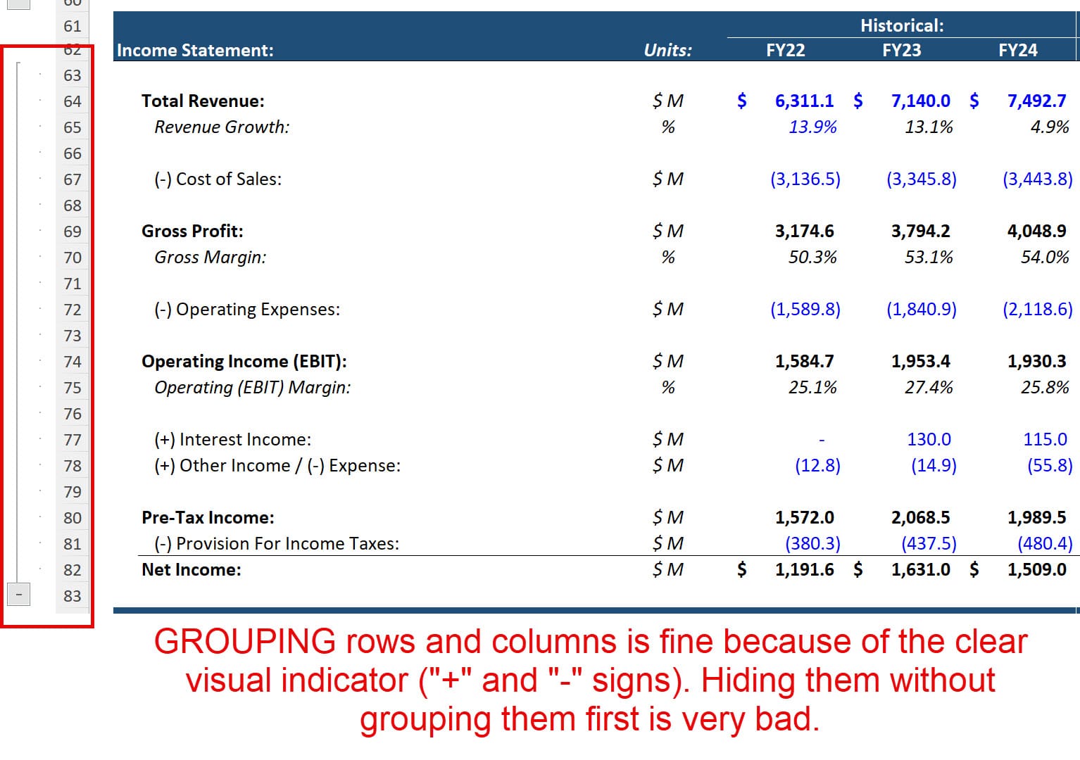 Grouping vs. Hiding Rows and Columns Grouping vs. Hiding Rows and Columns