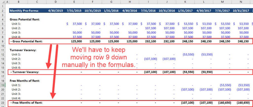 Manual Formula Changes for Rows Manual Formula Changes for Rows