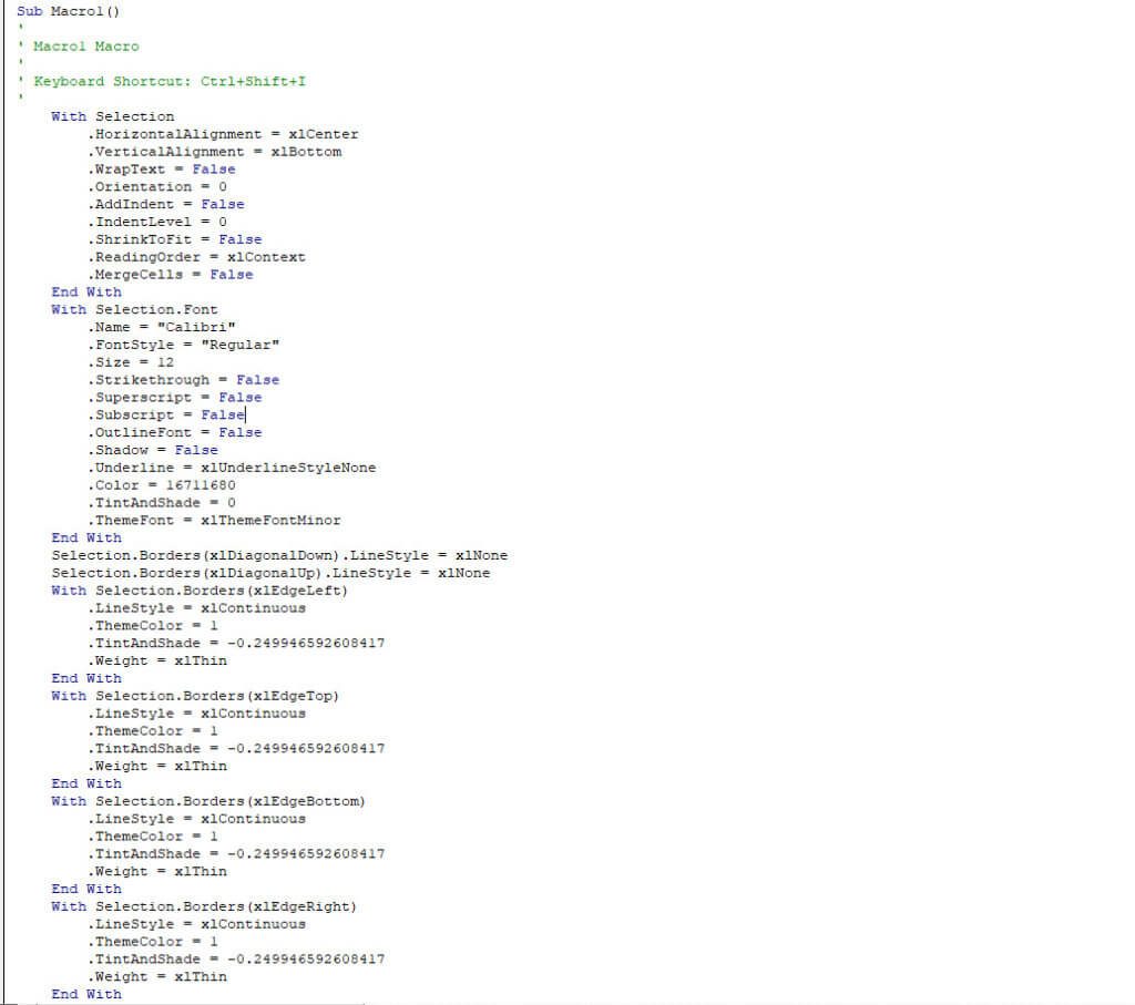 Excel VBA Programming - Autogenerated Code