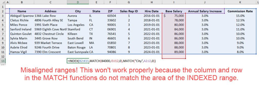 Misaligned Range in INDEX and MATCH Misaligned Range in INDEX and MATCH