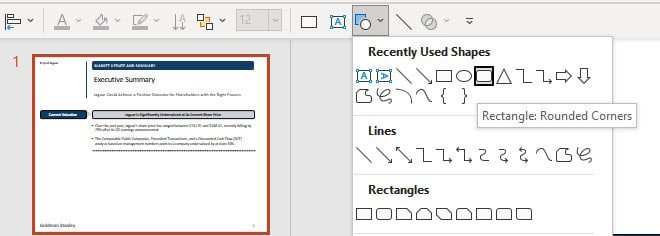 Inserting a Default Shape in PowerPoint Inserting a Default Shape in PowerPoint