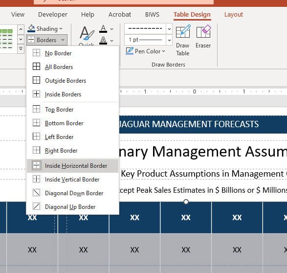 "Inside Horizontal" Borders for PowerPoint Tables "Inside Horizontal" Borders for PowerPoint Tables