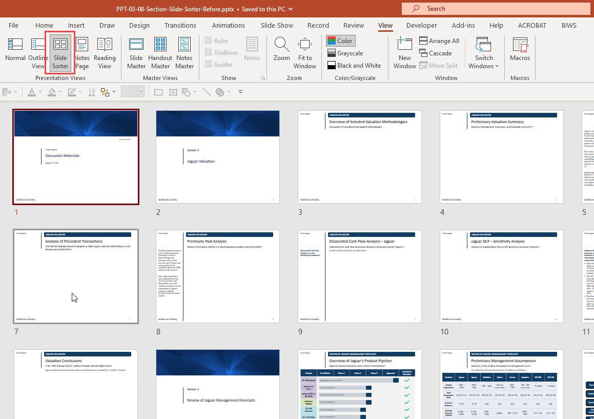 Slide Sorter View in PowerPoint Slide Sorter View in PowerPoint