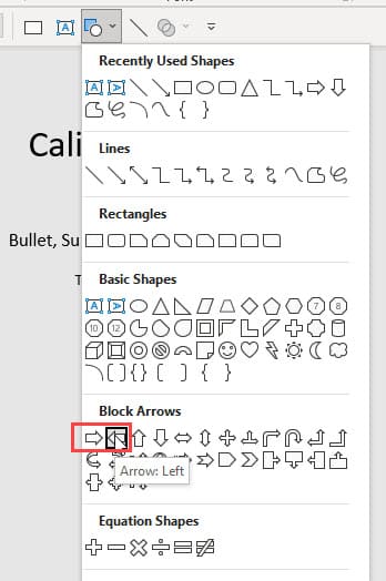 Insert Shapes Menu in PowerPoint Insert Shapes Menu in PowerPoint